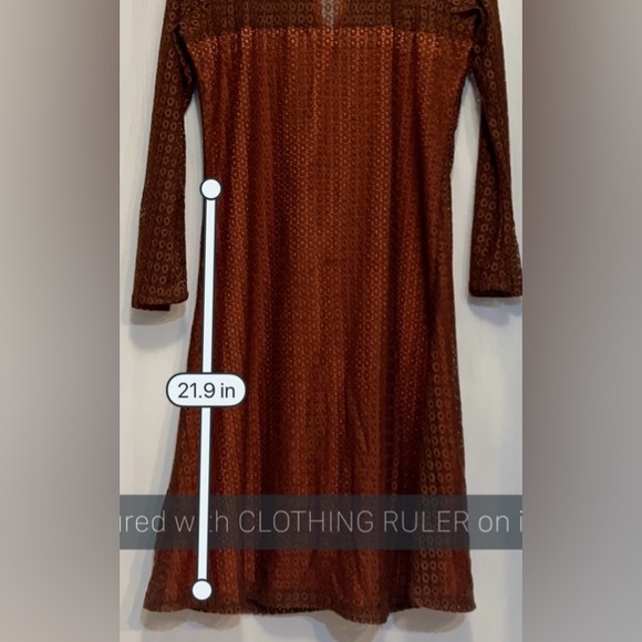 EBZA L AWESOME Cocktail dress Brown Lace Over Orange Keyhole Back, Hidden Zipper - Picture 9 of 15